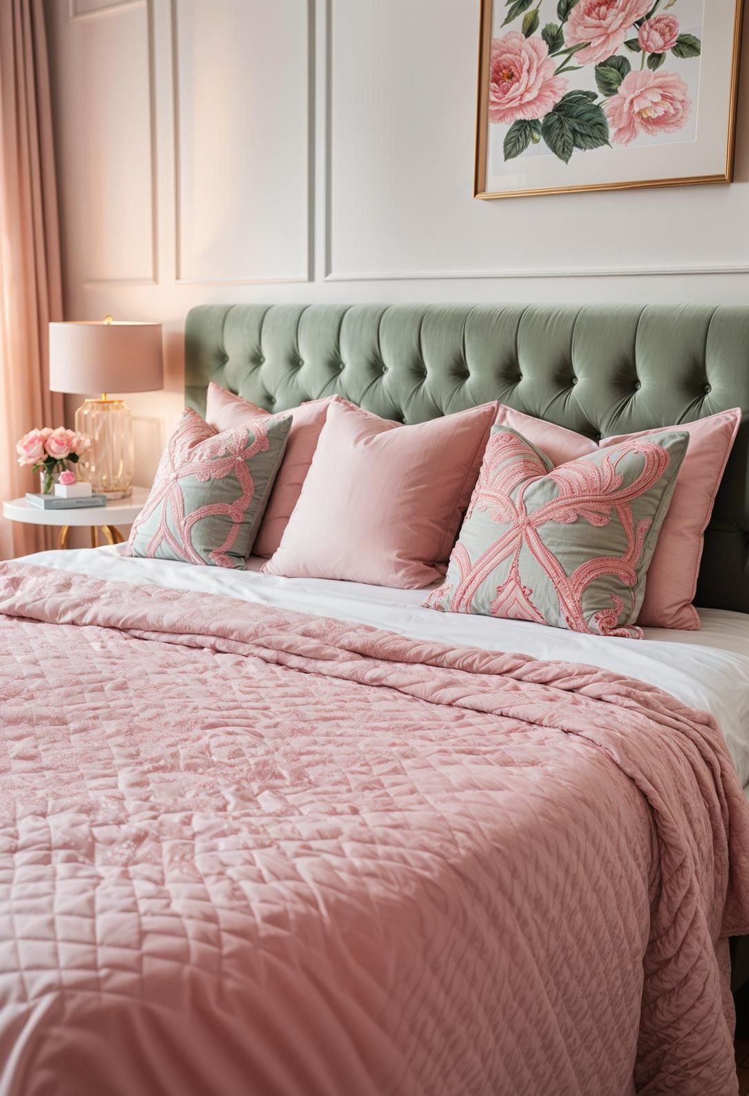 26. Sage and Pink Embroidered Throw Pillows - photo 2