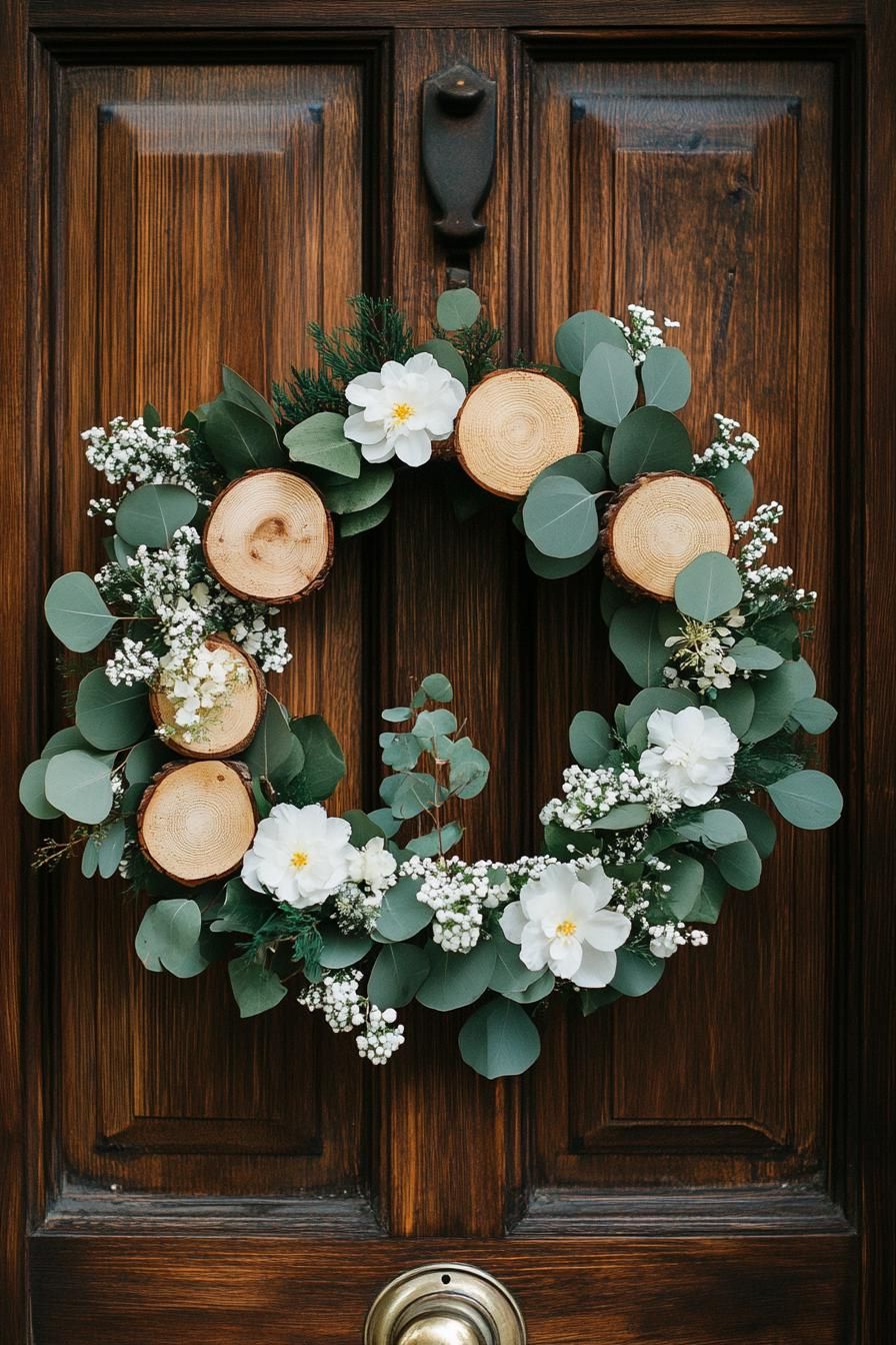 3. Eucalyptus wreath with white flowers