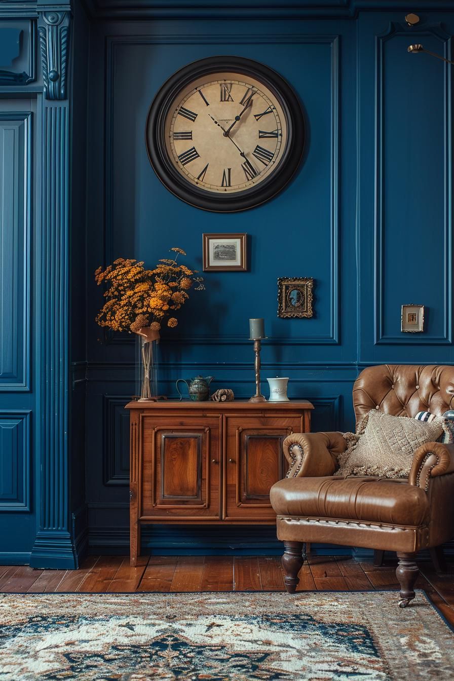 4. Sleek Midnight Blue Living Room
