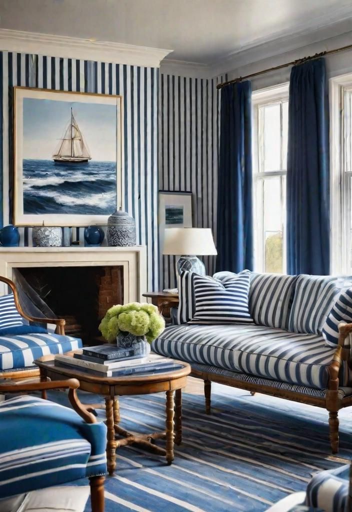19. Blue and White Nautical Upholstery