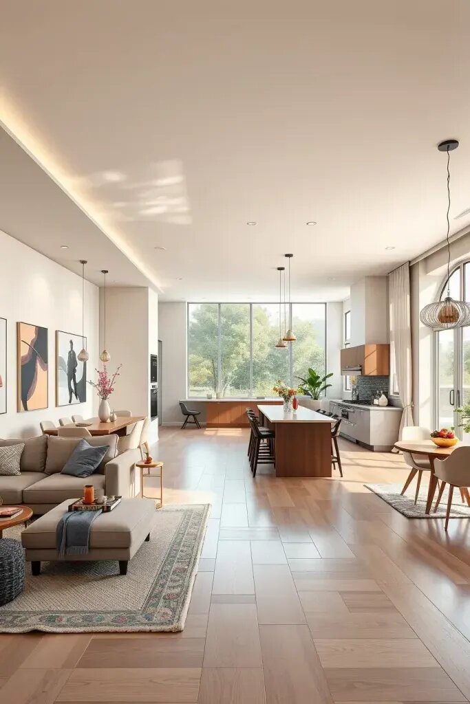 Open Plan Concepts In Long Living Rooms