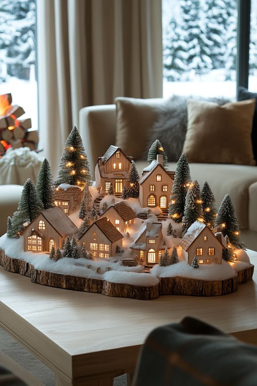 1. Miniature White Village Scenes