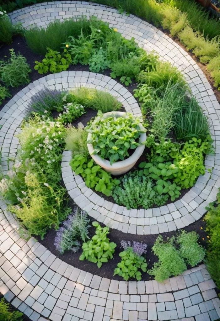 5. Circular Spiral Herb Garden Layout