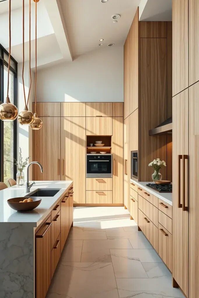 Vertical Slat Wood Cabinets for Extra Character