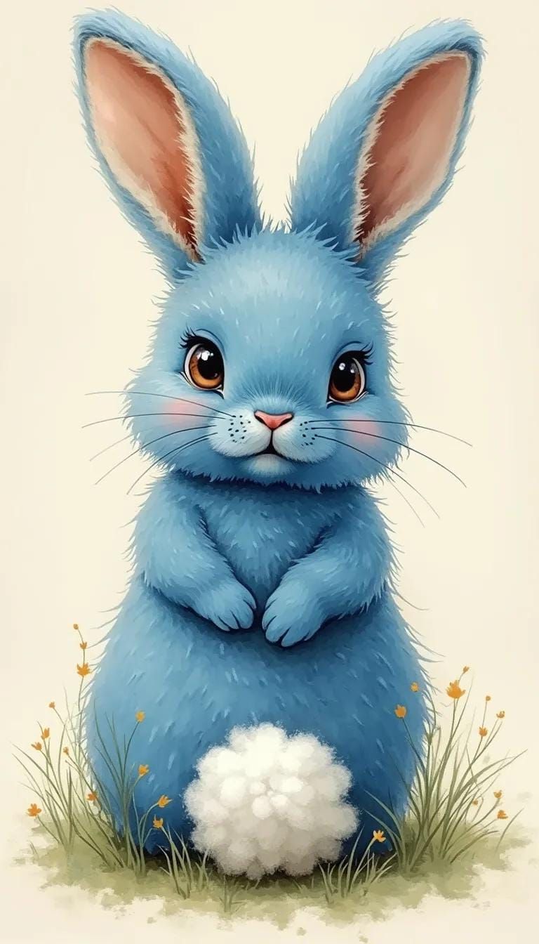 12. Blue Bunny With Cotton Tail Art