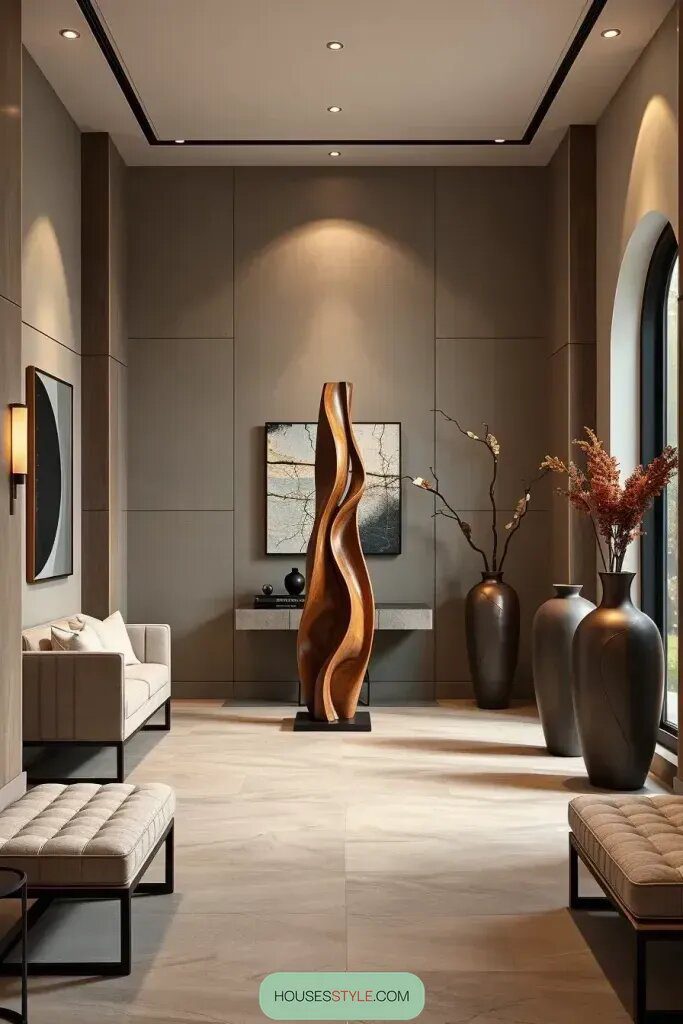 Sculptural Decor for an Interesting Entry Corner