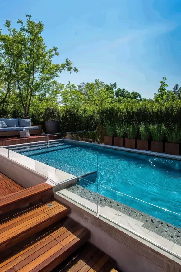 Above Ground Pool Framed by an Elevated Deck