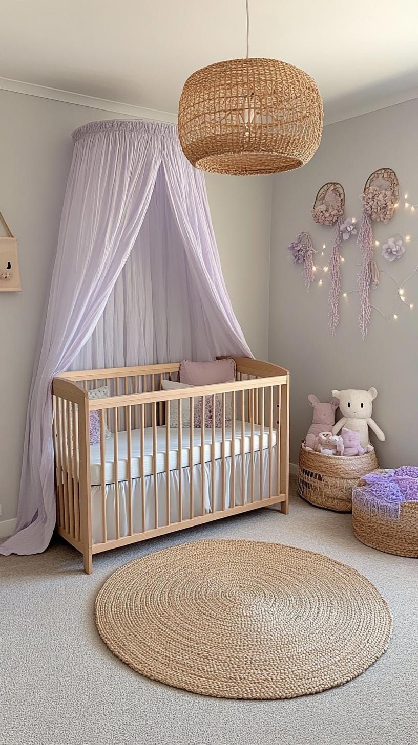 21. Thicket Nursery in Thistle Blue and Lavender Blush