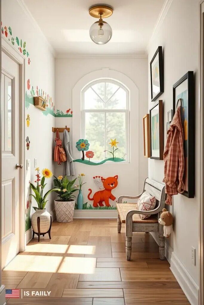Letting Kids Contribute to Entryway Wall Art