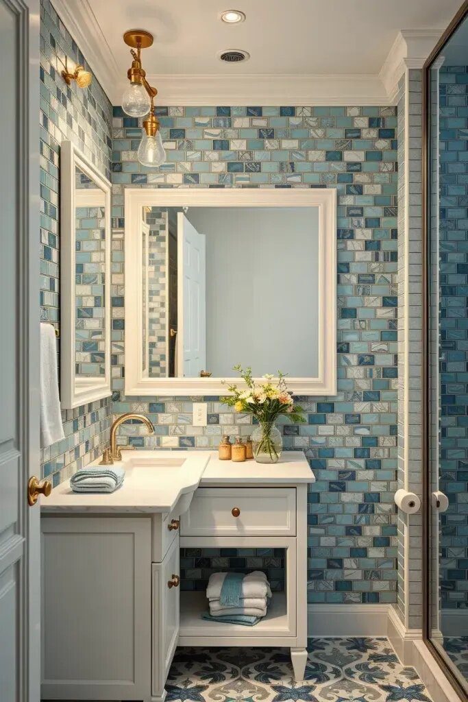 Sage And Blue Mosaic Tile Patterns
