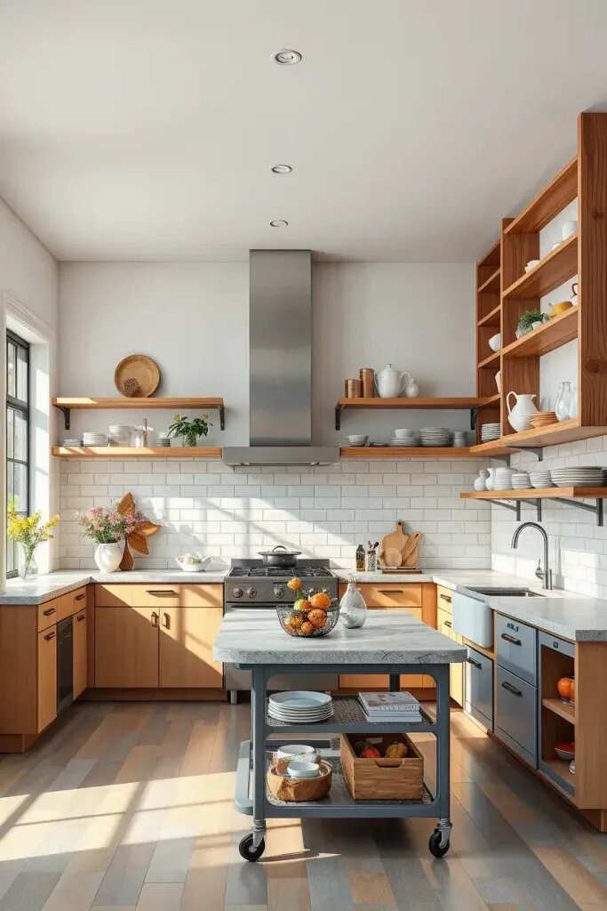 Floating Shelves And Open Framework Kitchens