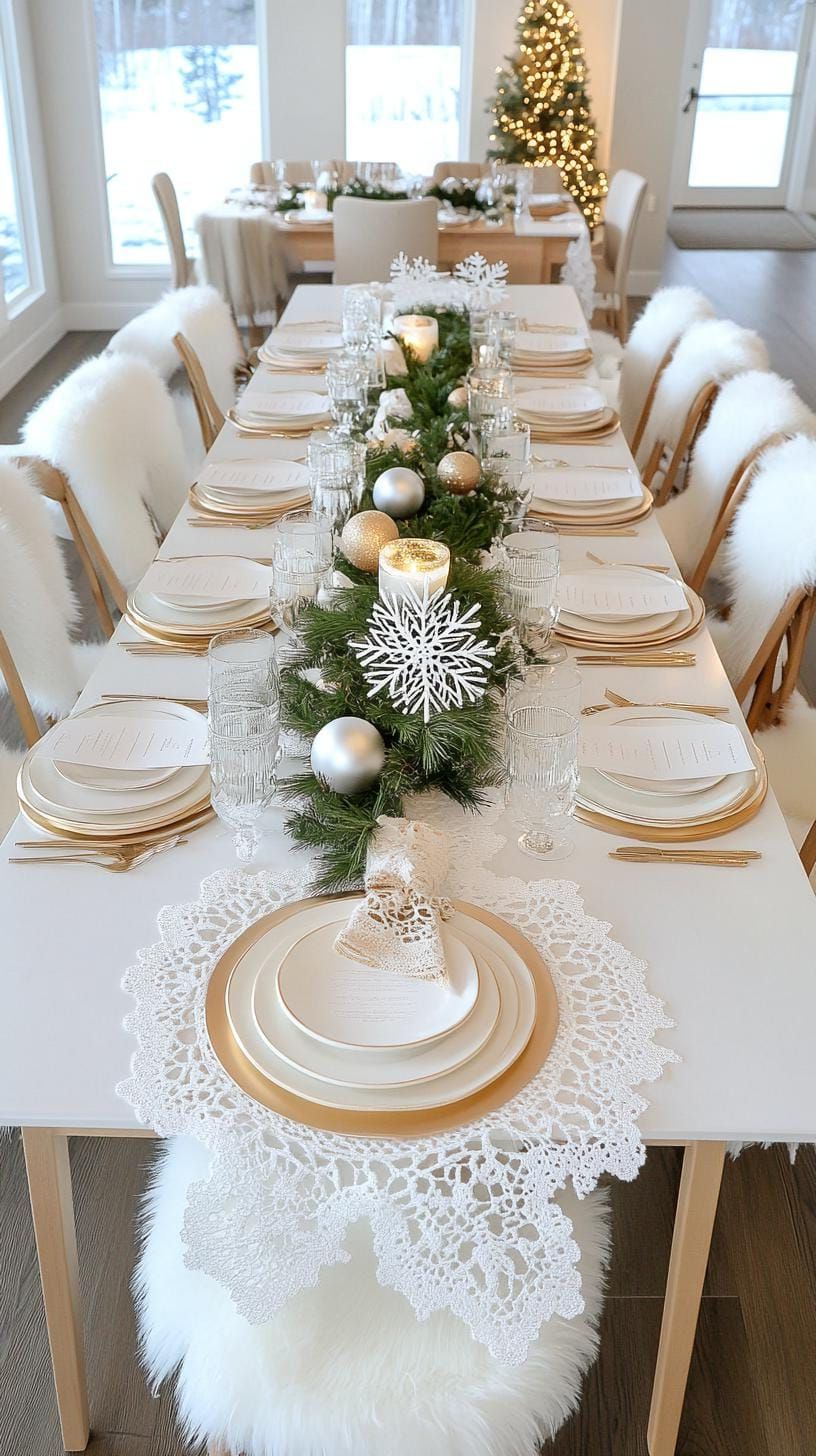 15. Textured White Winter Table Display