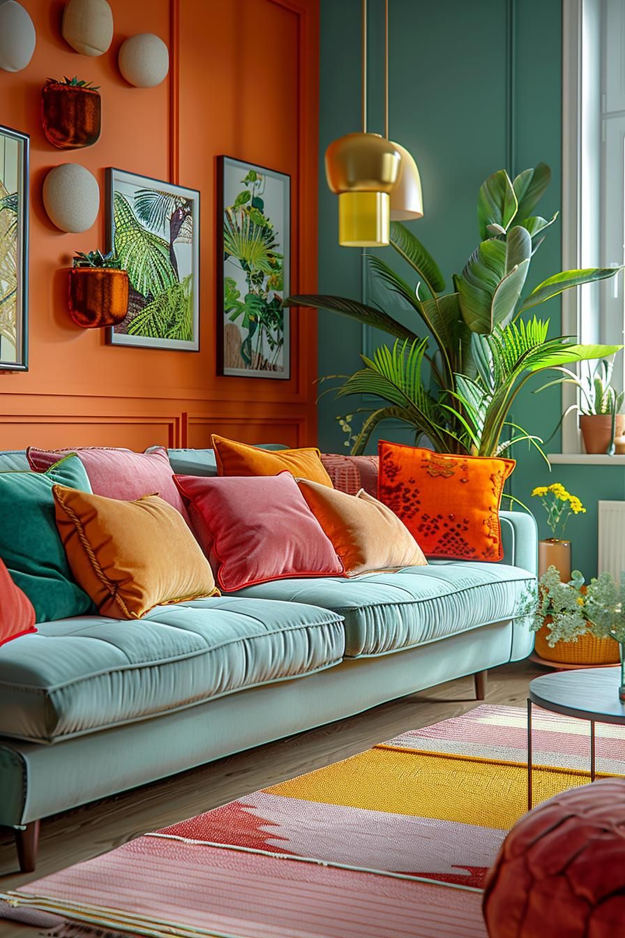 6. Bold Textured Throw Pillows