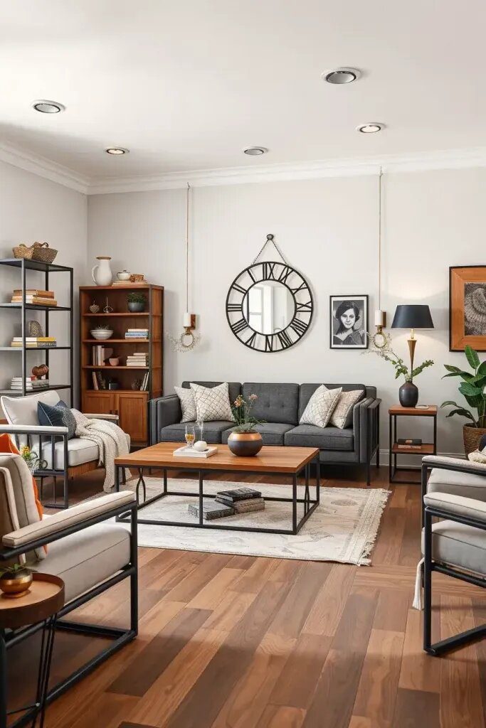 Combining wooden elements and black metal accents