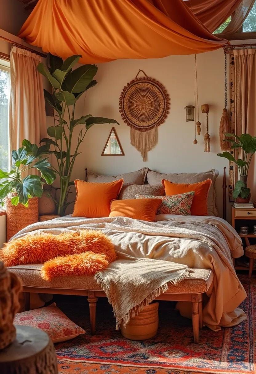 21. Orange-Toned Cushions and Layered Rugs - photo 3