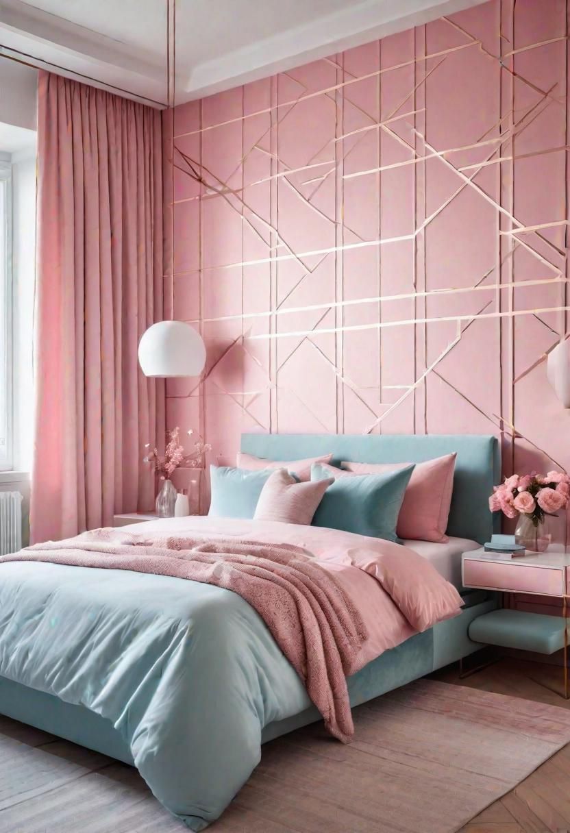 63. Pink & Blue Geometric Prints