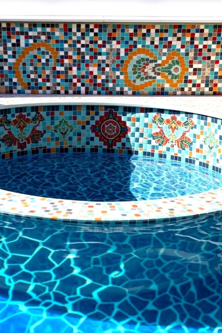 7. Mosaic Tile Plunge Pool Accents