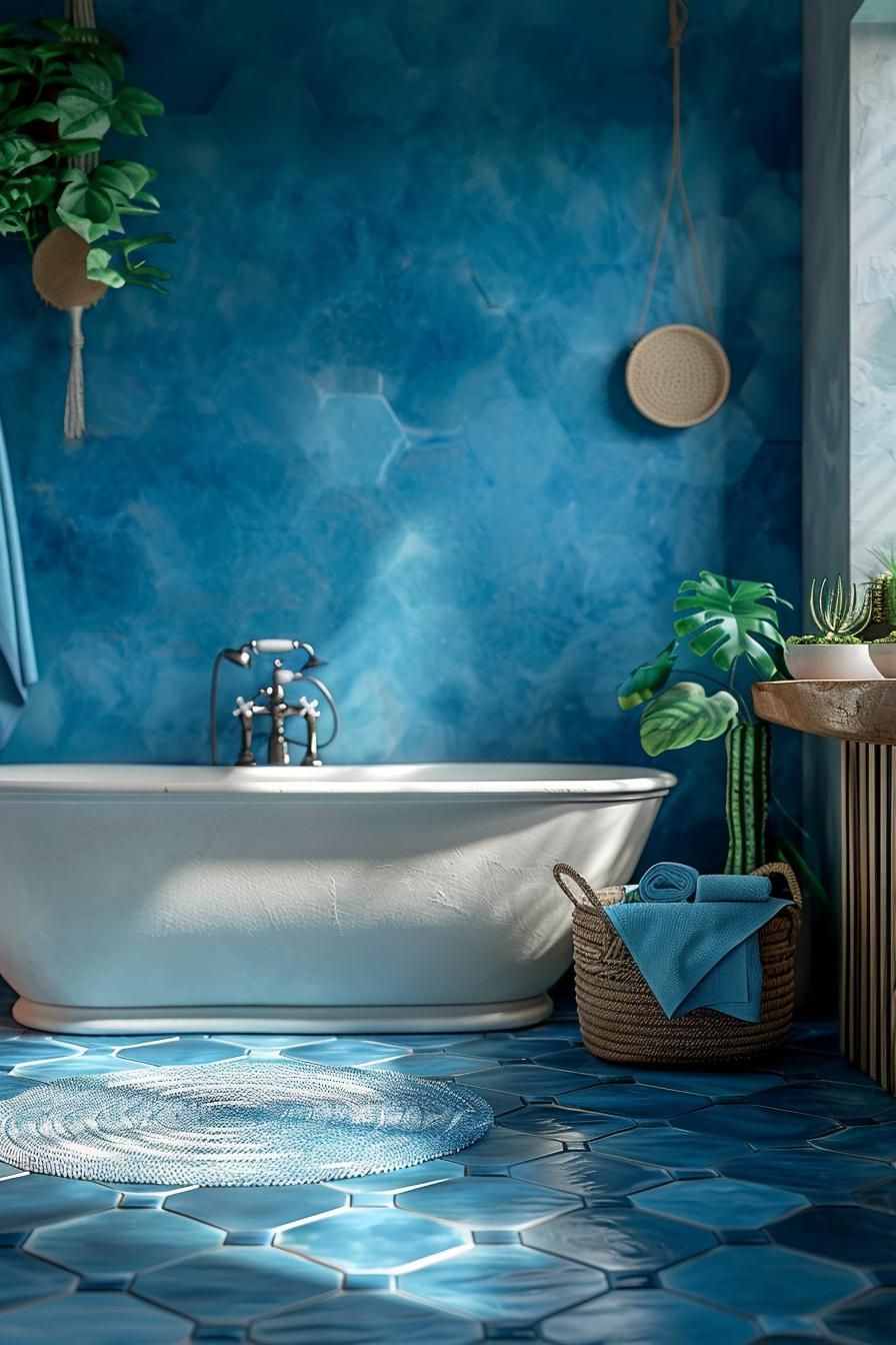 1. Blue Gradient Hexagon Tile Look