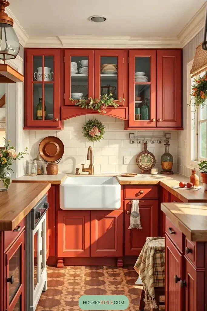Crimson Cabinetry for a Cozy Cottage Kitchen - photo 2