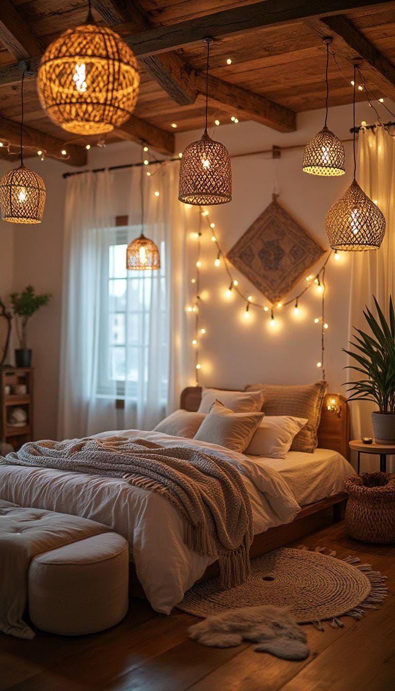 13. Boho-Style Light Fixtures