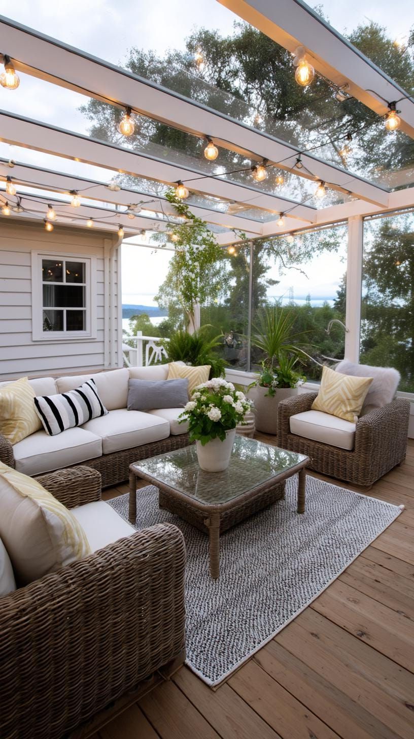 5. Fairy-Lit Deck Porch With a Glass Roof - photo 3