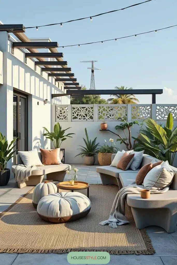 Concrete Furniture Paired With Cozy Textiles - photo 2
