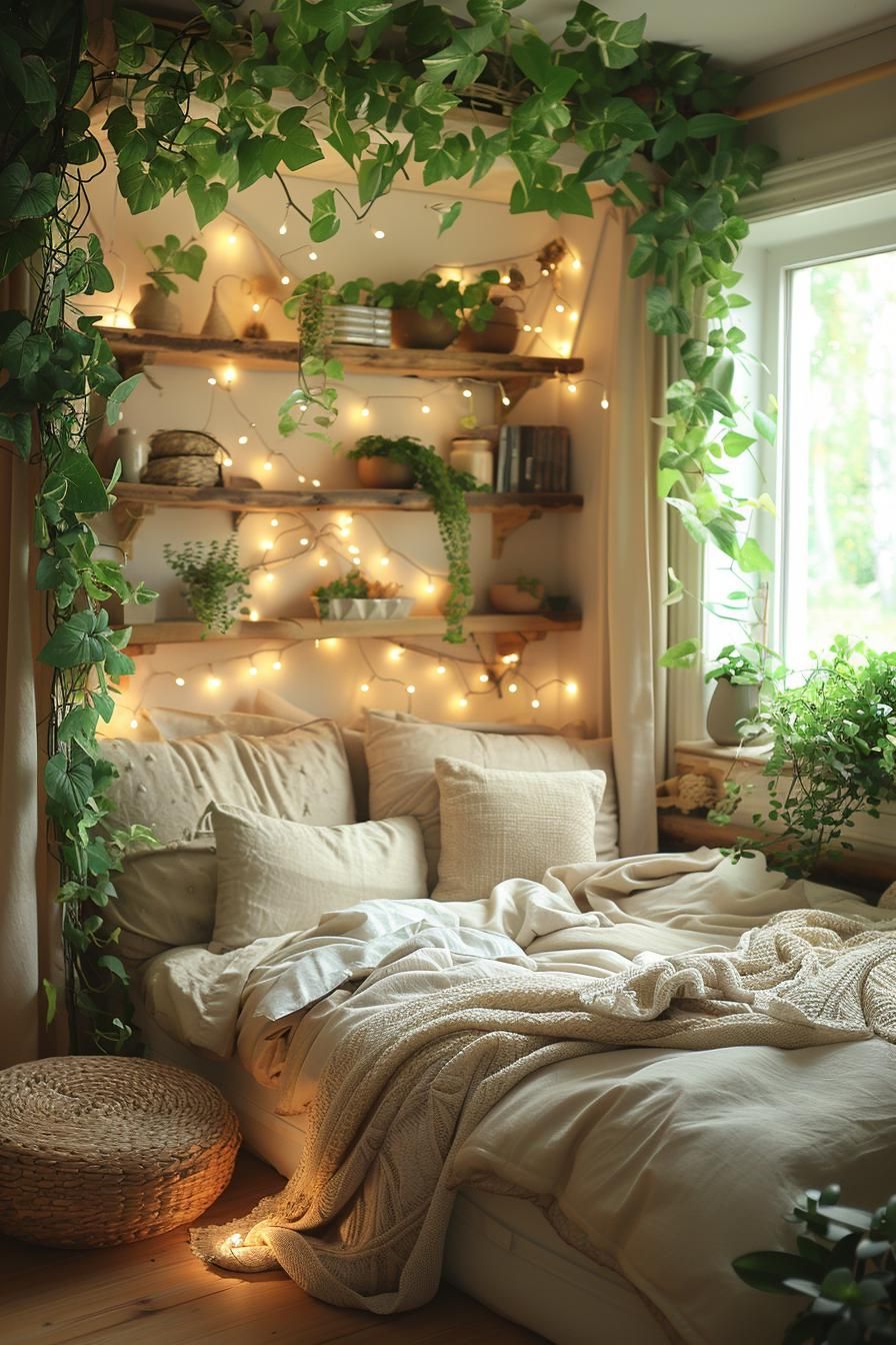 4. Rustic Reclaimed Wood Plant Shelves