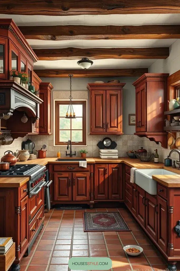 Rustic Kitchens with Cherry Red Cabinets - photo 2