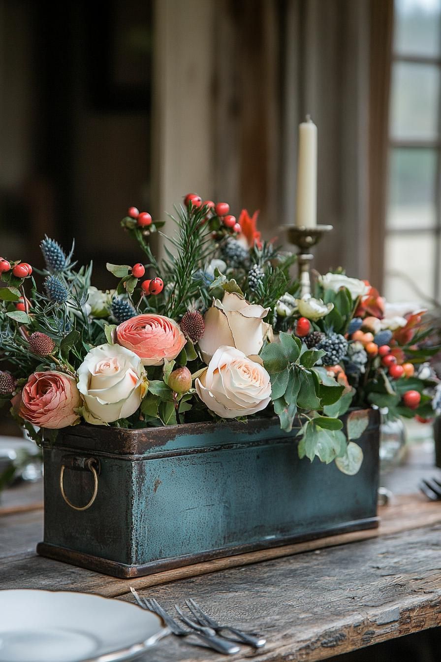19. Vintage Planters for Winter Foliage