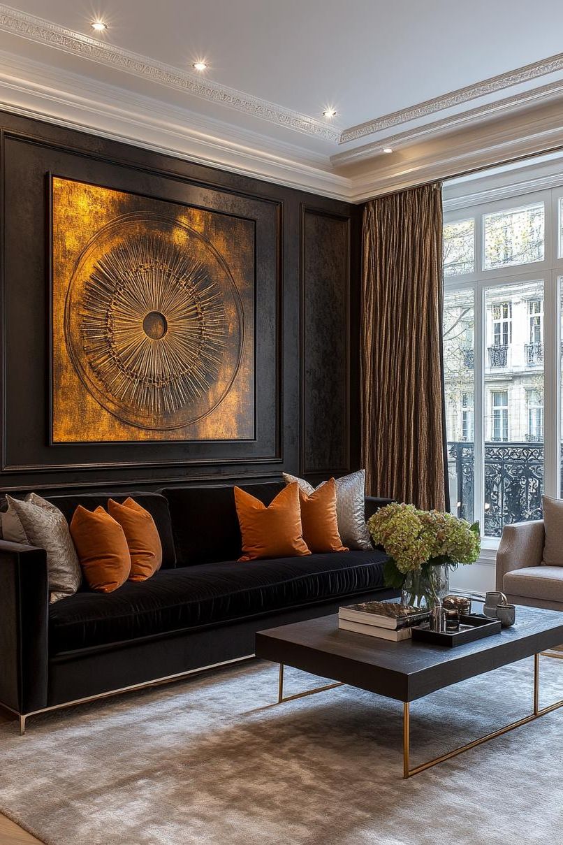 7. Luxurious Black & Gold Decor