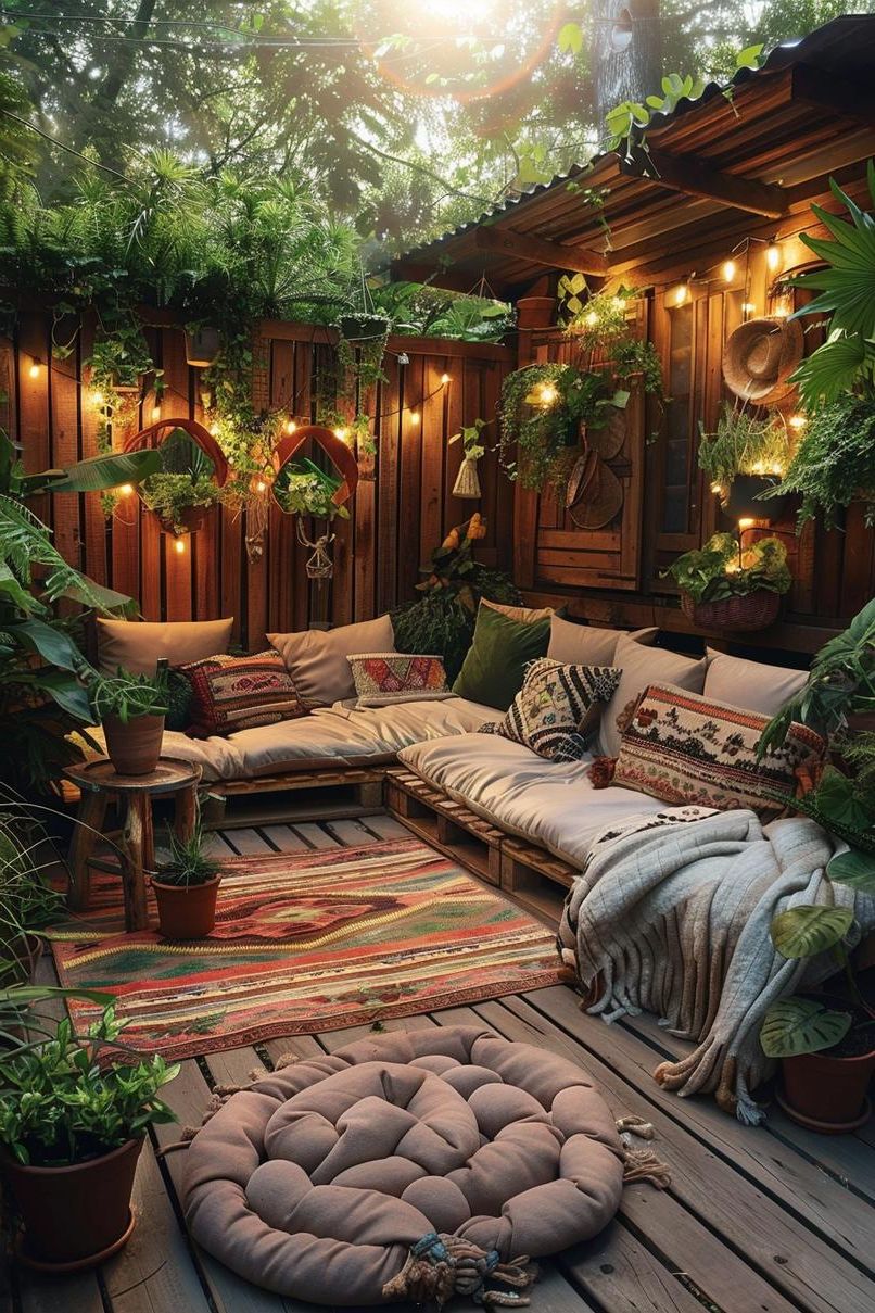 4. Bohemian Pallet Lounge Area