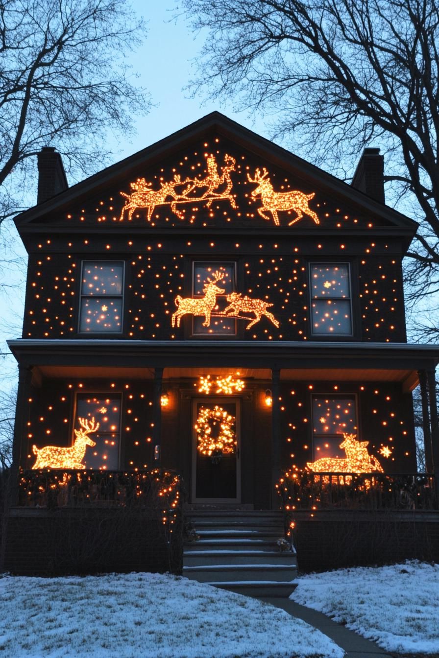 7. Illuminated Reindeer Rooftop Display