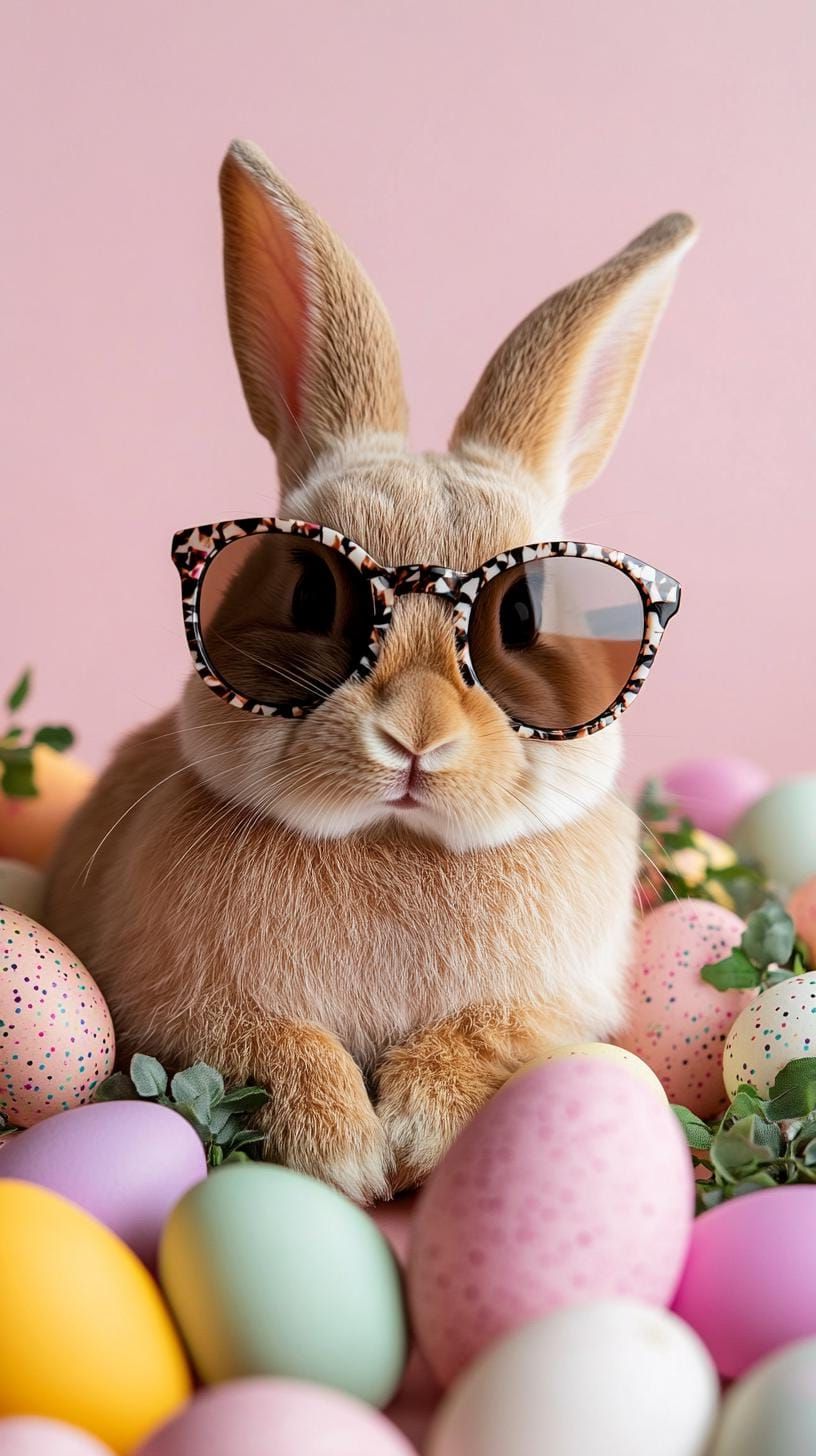 18. Sunglasses-Wearing Bunny On Easter Eggs - photo 3