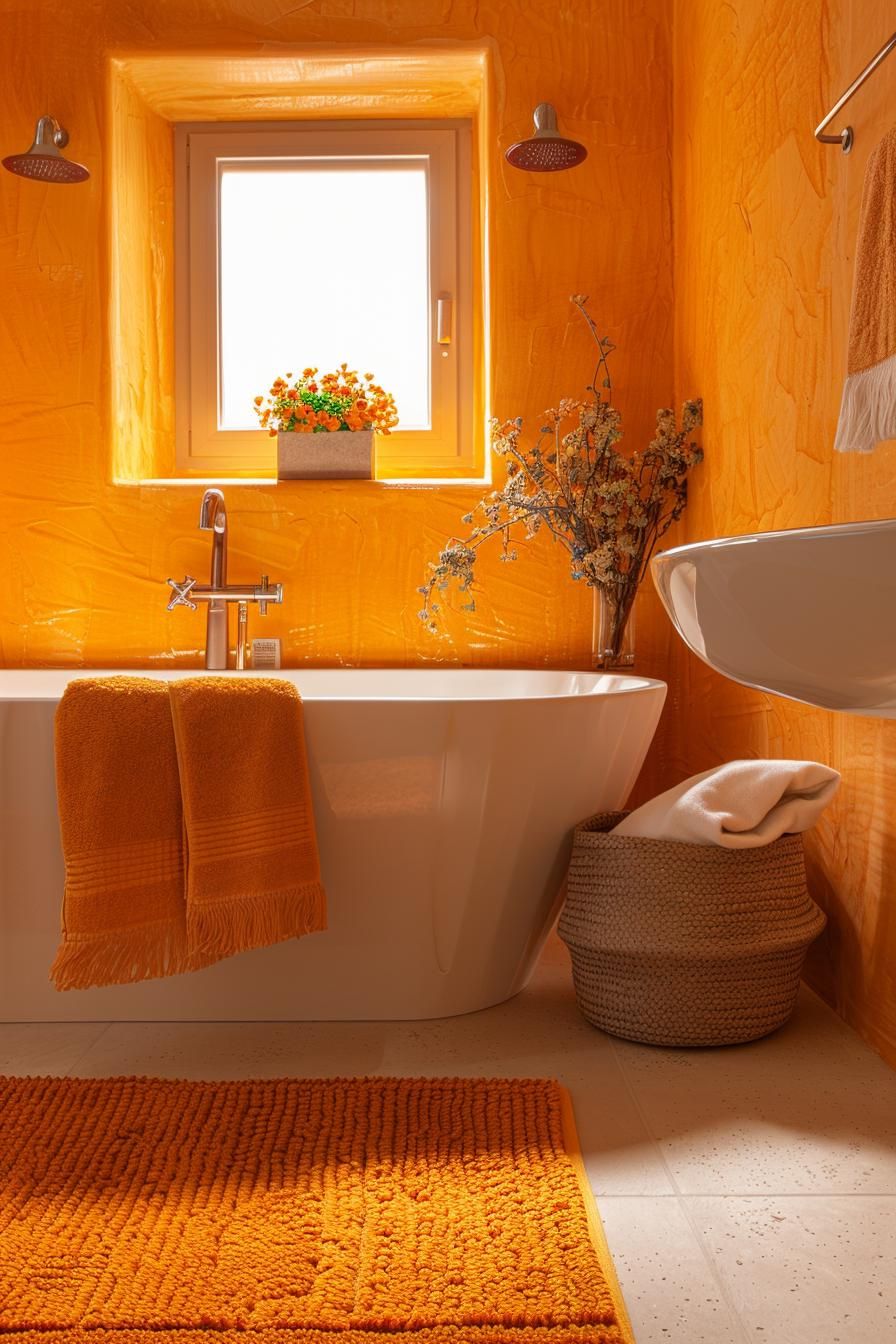 9. Energizing Saffron Bathroom Color Ideas