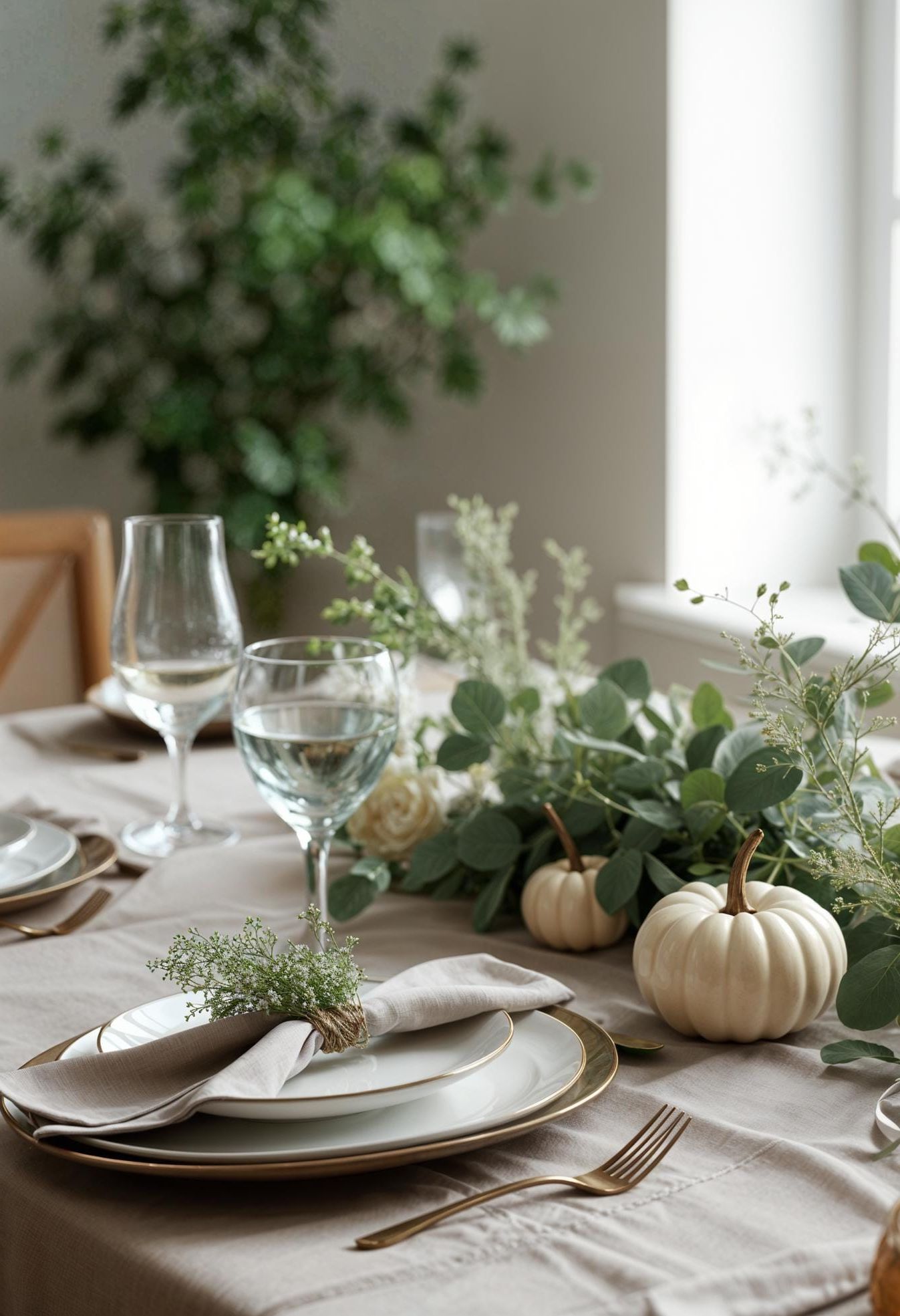 17. Scandinavian Table With Linen Napkins and Greenery - photo 2