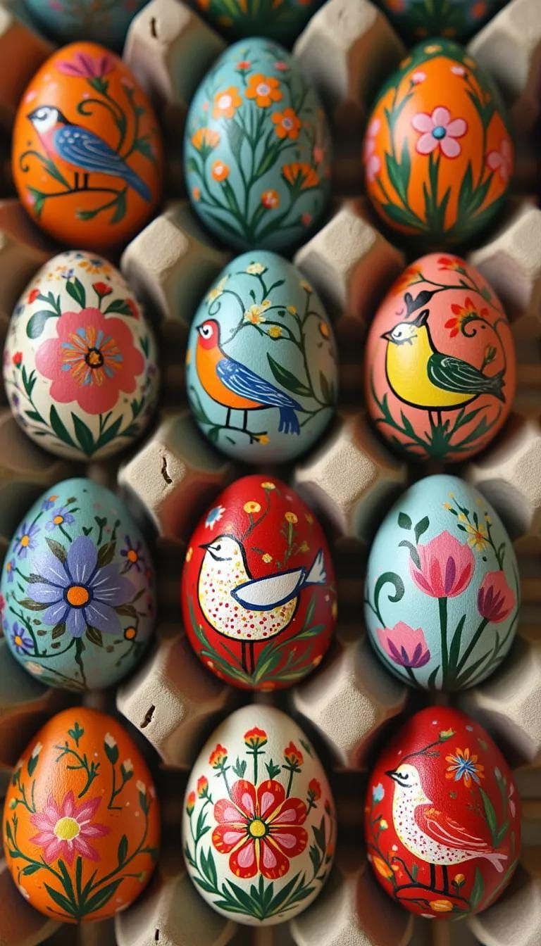 5. Folk Art Style Wooden Easter Eggs - photo 2