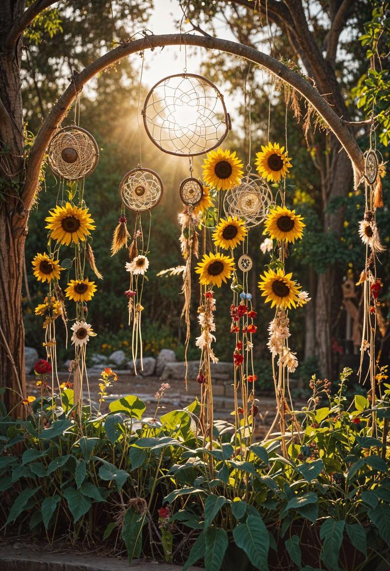 11. Sunflower and Dreamcatcher Boho Oasis