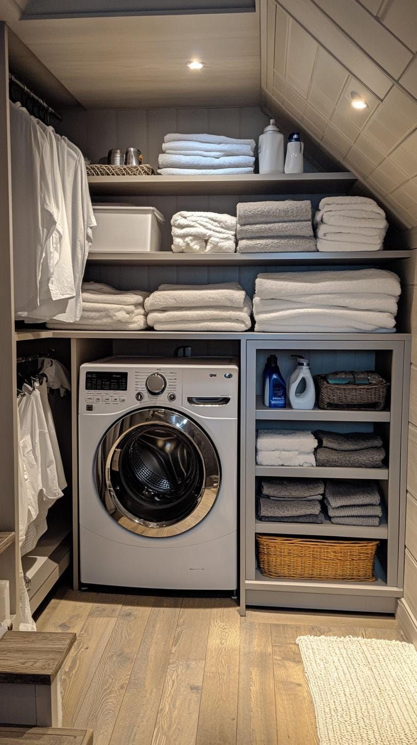 11. Under-stair laundry center with custom-built storage - photo 2