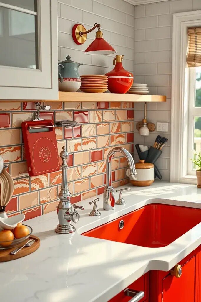 1. Cheery Yellow and Red Vintage Sinks - photo 2