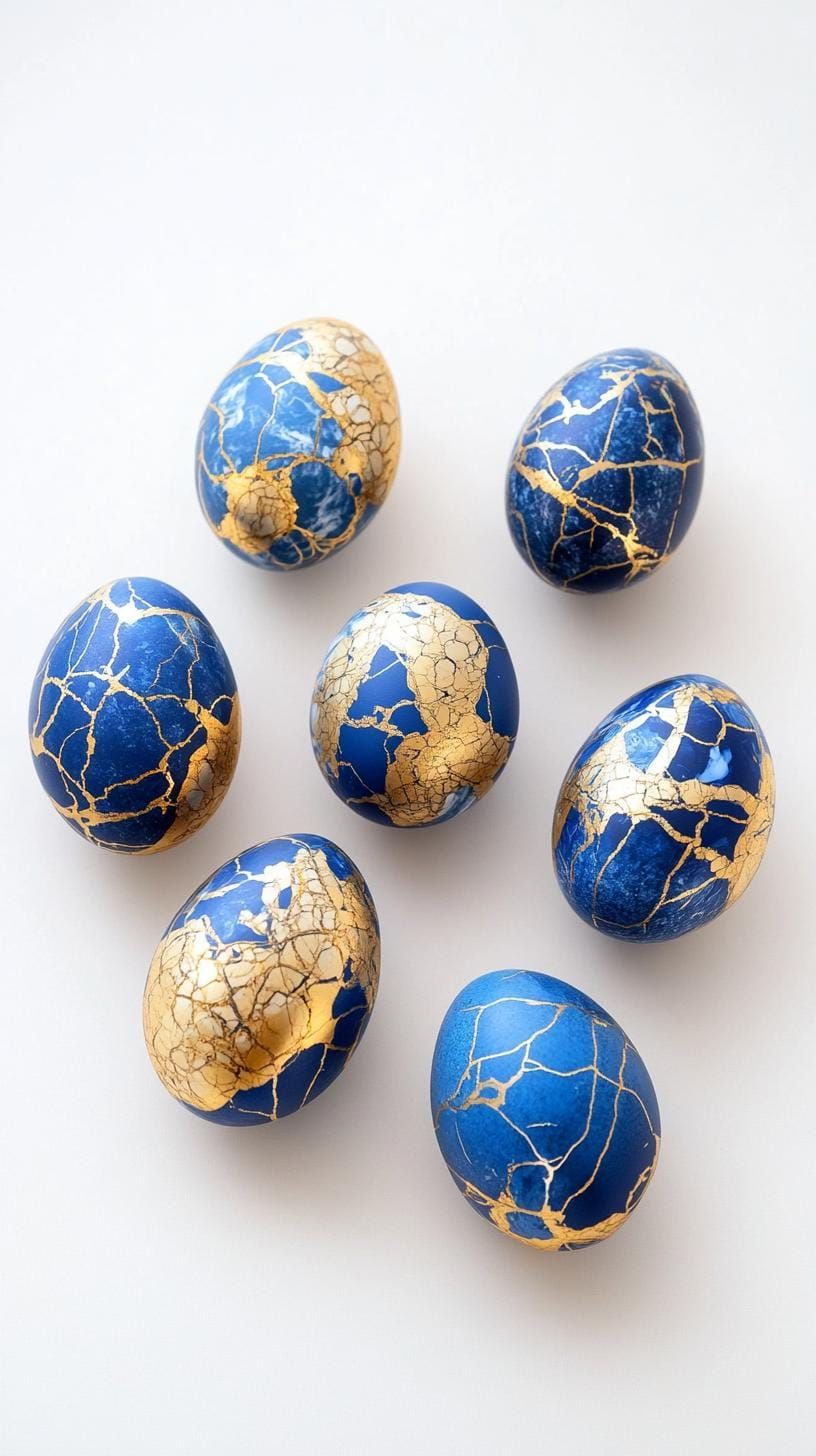 18. Metallic Blue And Gold Marbled Eggs - photo 2