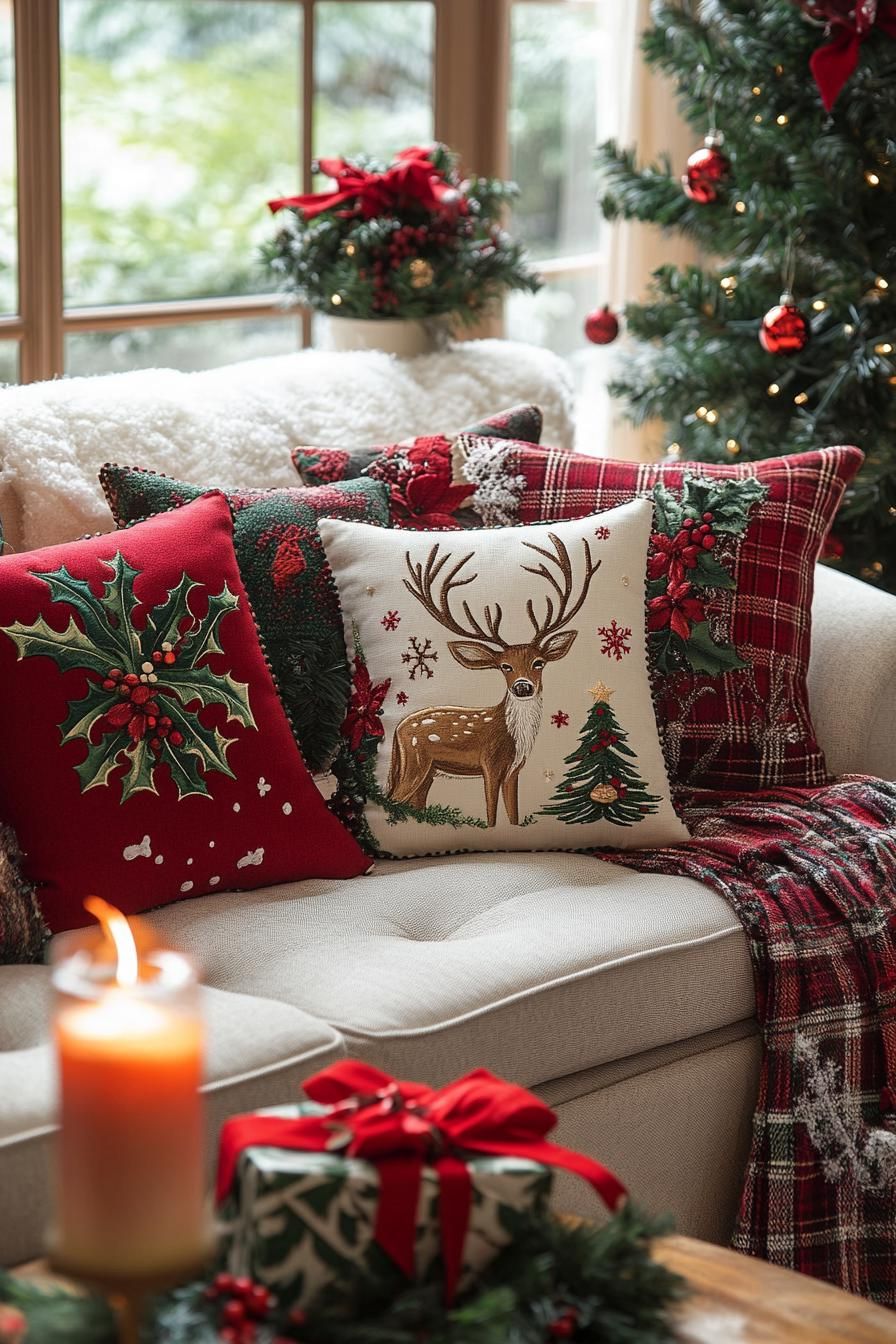 7. Cozy Christmas Throw Pillows