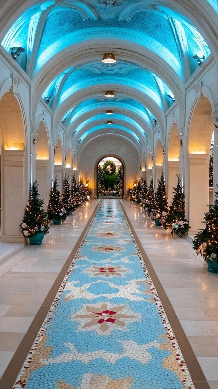 3. Icy blue lighting paired with a geometric runner - photo 2
