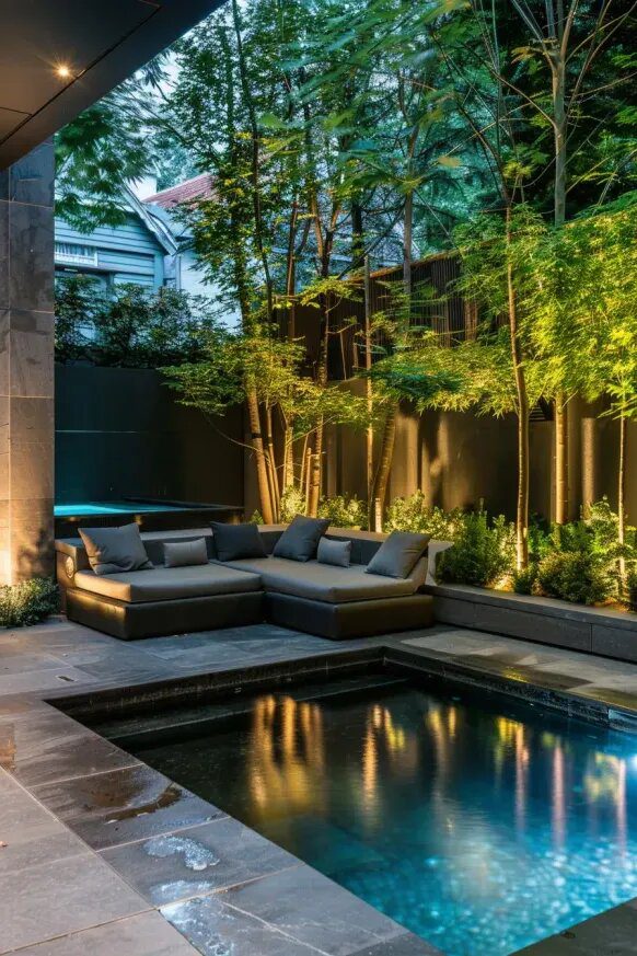 A Modern Pool Paired with Cozy Lounging