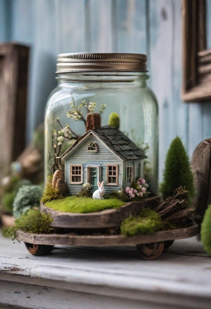9. Mini Easter Displays in Mason Jars