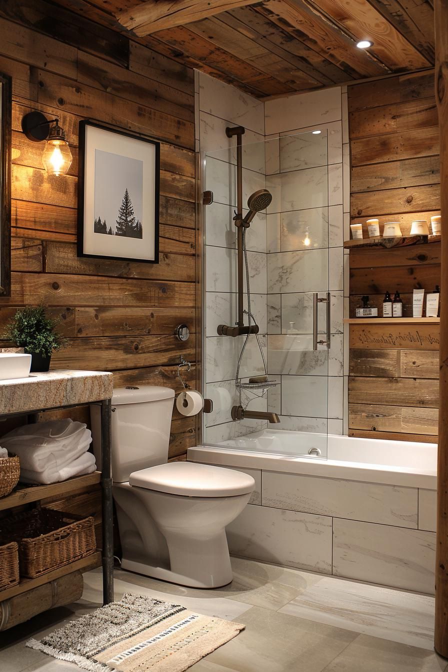 13. Rustic Cabin Shiplap Bathroom Look - photo 3