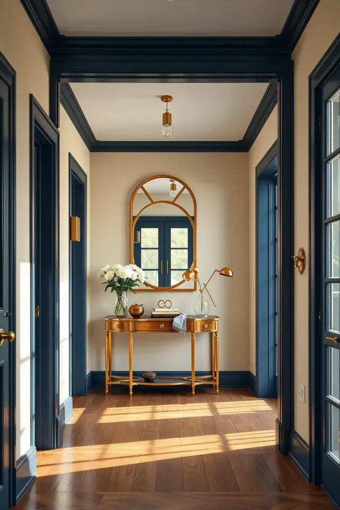 Freshly Painted Trim and Baseboards for Entryway Charm