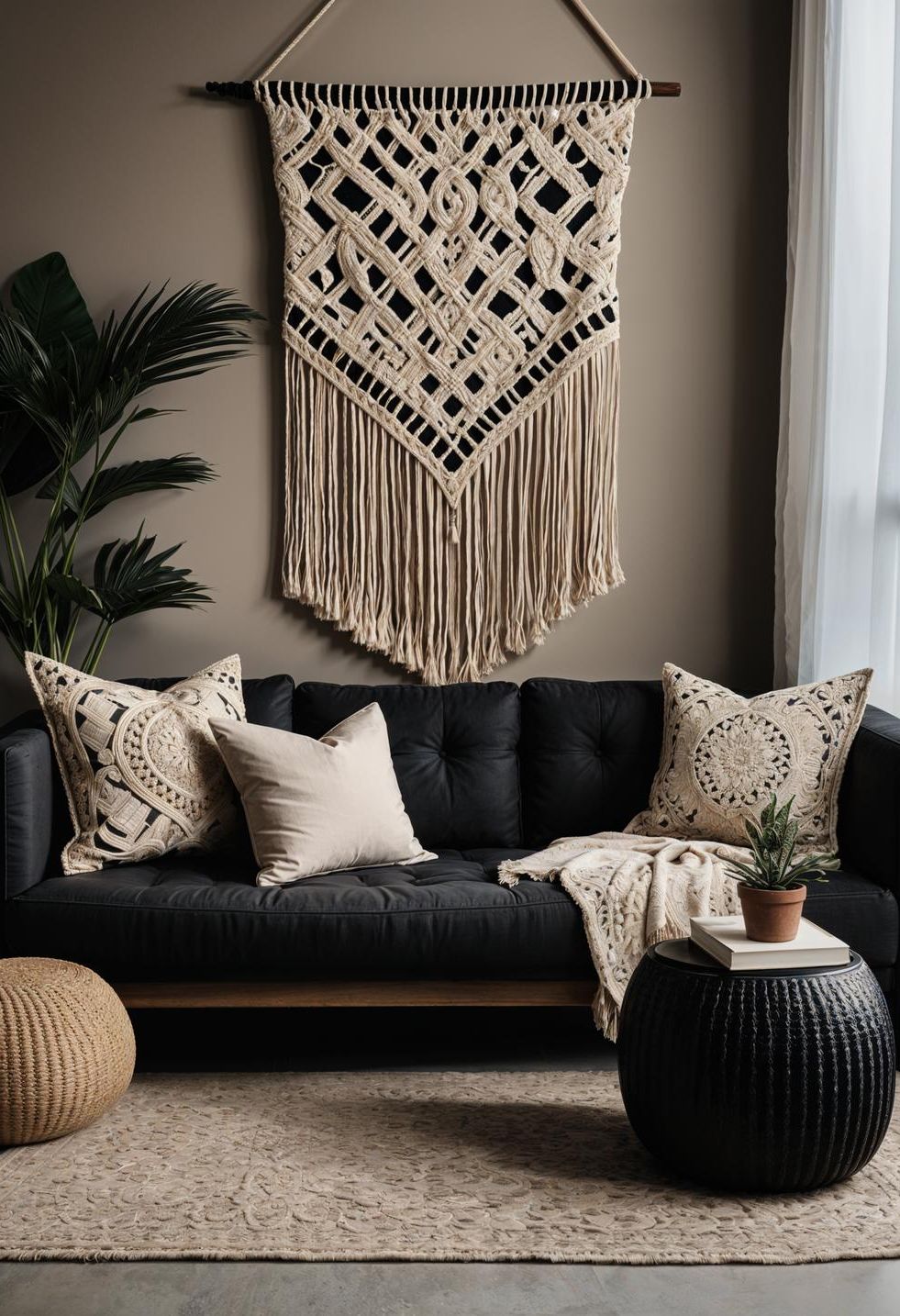 33. Dark Accents on Beige Boho