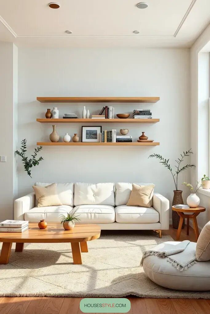 Add Stylish Floating Shelves Above the Sofa - photo 2