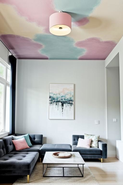 15. Bold Ceiling Color for Height Illusion