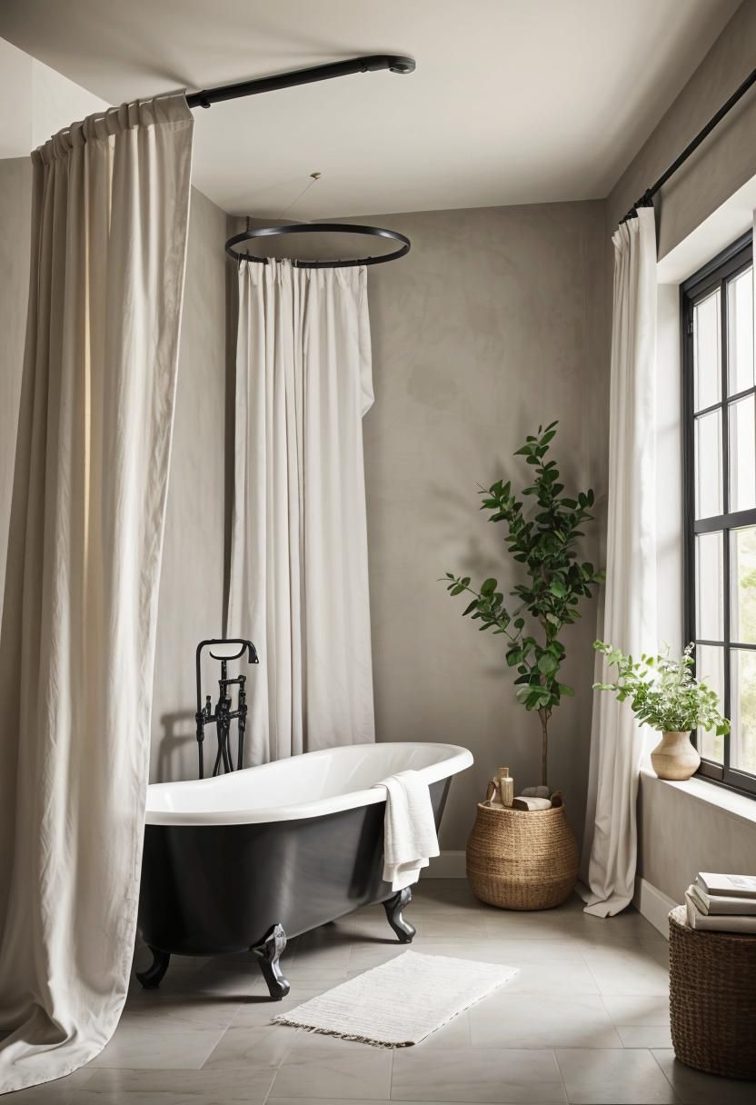 7. Rustic Linen Shower Curtain Ideas